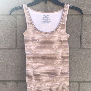 ☀️ Tan & White Striped Tank Top